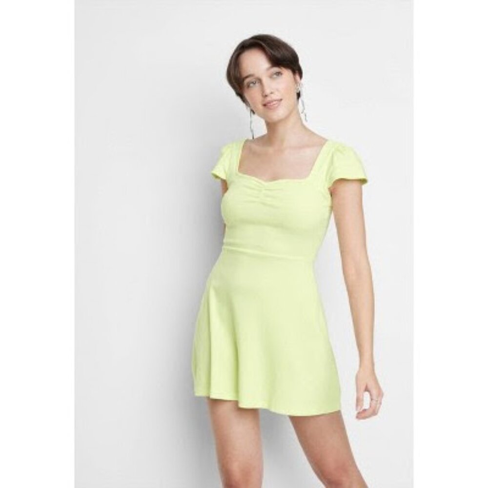 Wild Fable Cap Sleeve Fit & Flare Knit Skater Dress -  Vibrant Yellow NWT XL